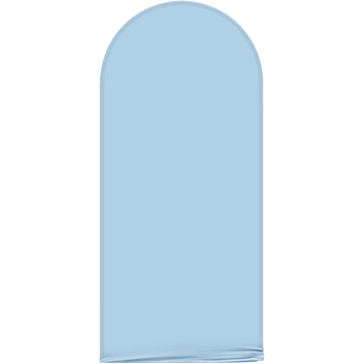 AIBIIN 2x5ft Blue Arch Wall Backdrop Round Top Background Cover Solid Round Top Arch Frame Cover Double Sided Fit Backdrop Stand for Baby Shower Gender Reveal Wedding Birthday Snowflake Party Decoration