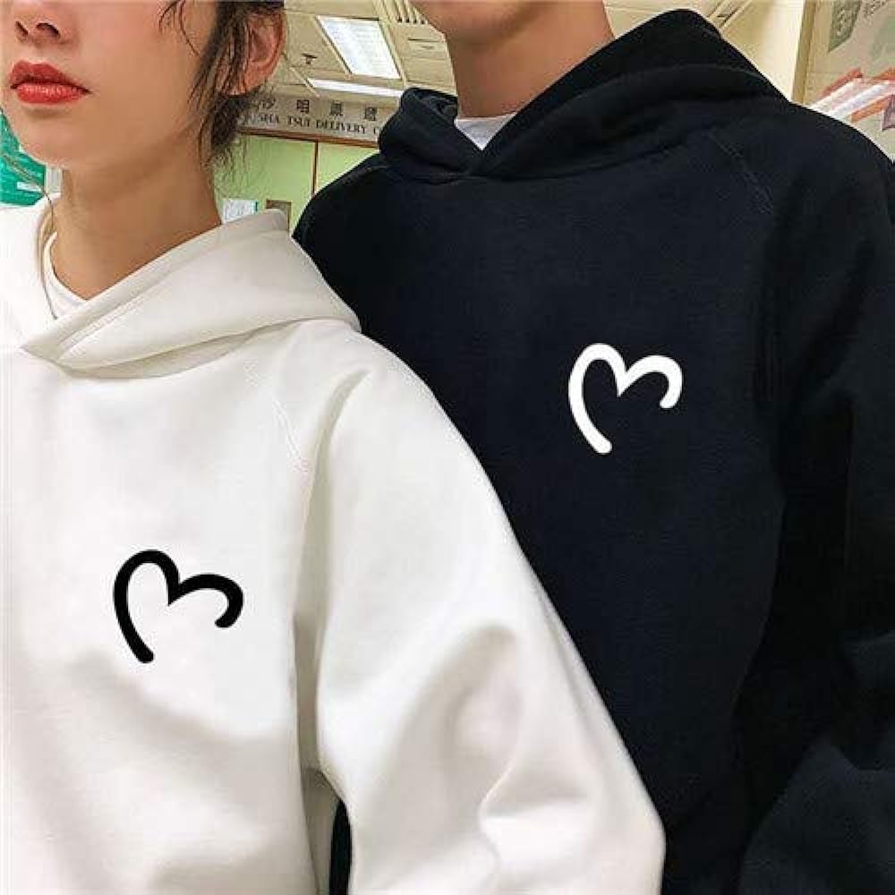 [JUTAOPIN] Matching Look Couple Parka No Fleece Lined Couple Matching Sweatshirt Men's Long Sleeve Tops Women's Loose Large Size Outerwear Unisex Unisex S L LL 3L 4L Black White
