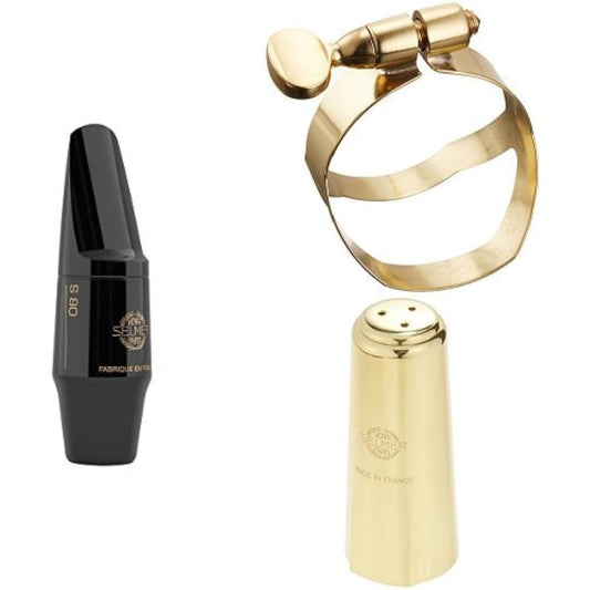 Selmer Paris Alto Saxophone Mouthpiece S80 F Ligature and Cap Set