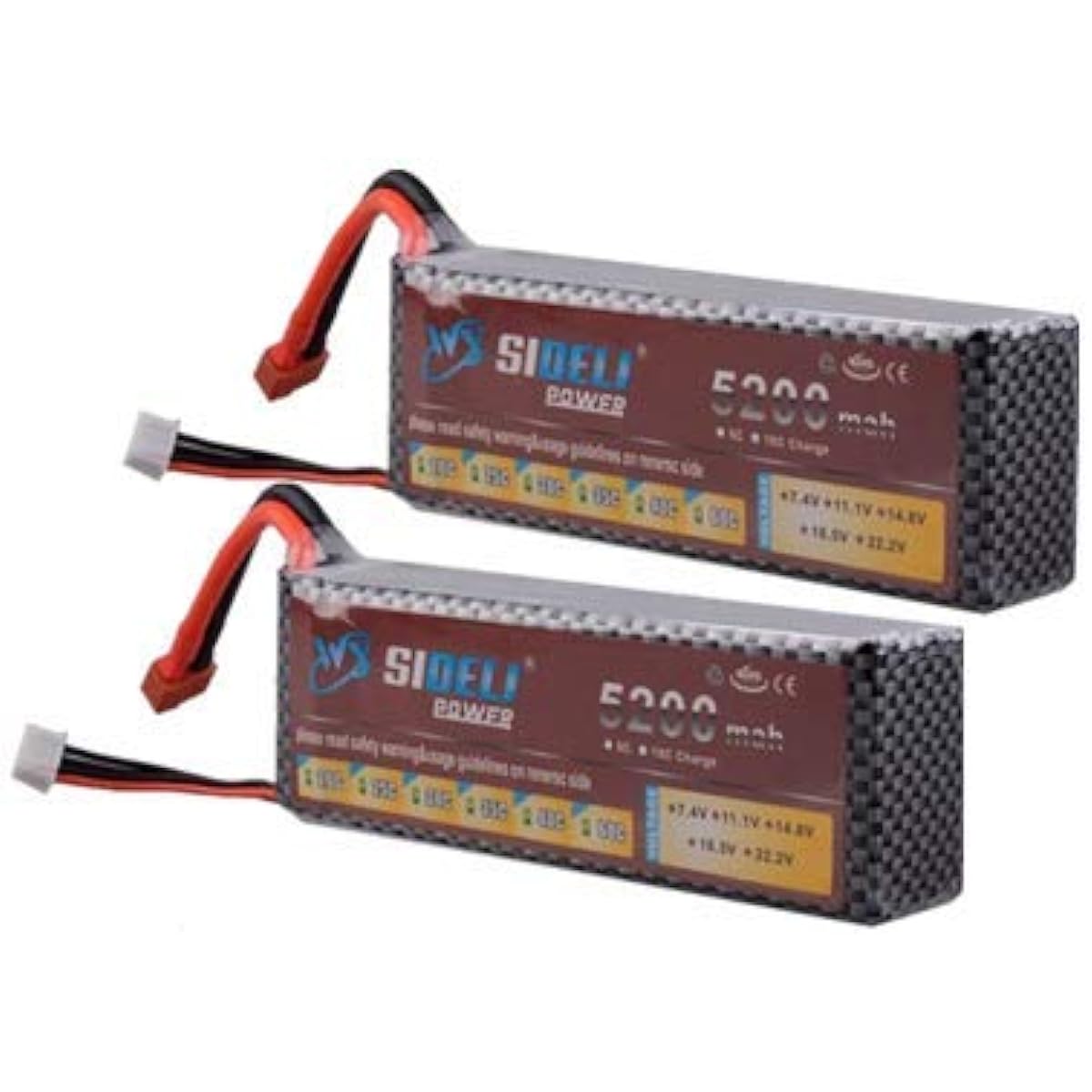 Eleoption Lipo Battery 11.1V 5200mah Compatible Battery 3S 30C Li-po Battery with XT60 / T Plug Compatible with RC Car/Truck/Helicopter/Airplane/Frame Kit (2pcs)