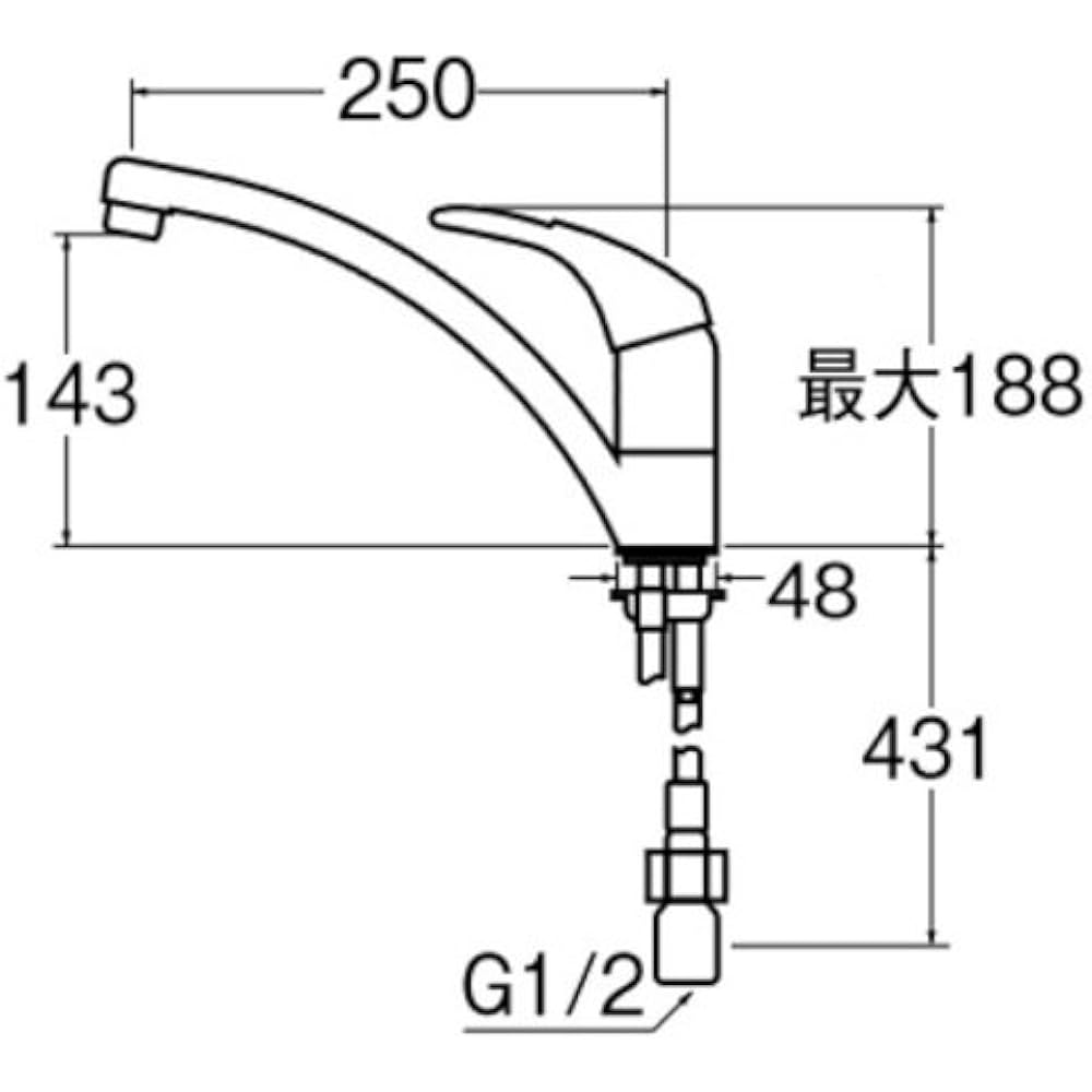 SANEI Kitchen Cold Region Specification Single One Hole Mixing Faucet Bolt Type