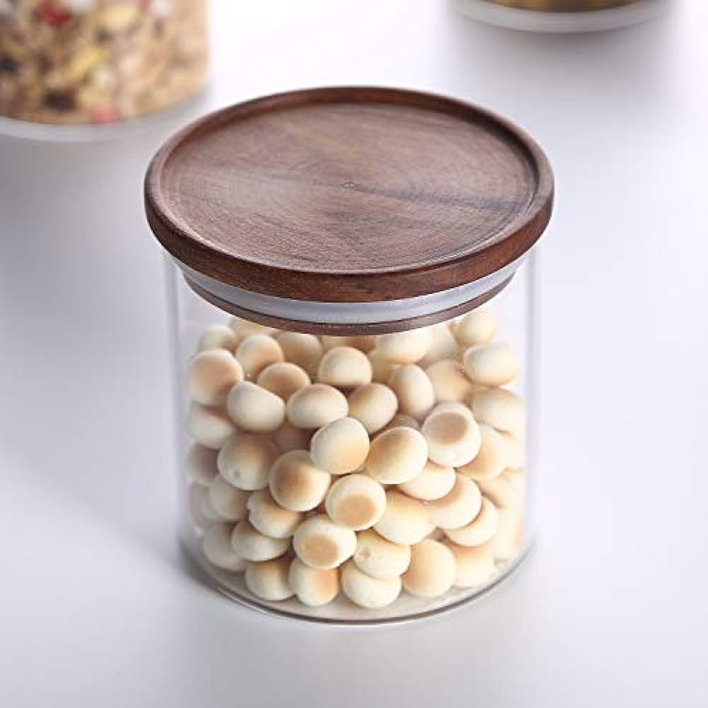 Ken's Kitchen Coffee Bean Storage Container Glass Airtight Storage Bottle Glass Storage Bottle Sealed Salt Sugar Pepper Pepper Spices Storage Container Airtight 550ml Set of 4