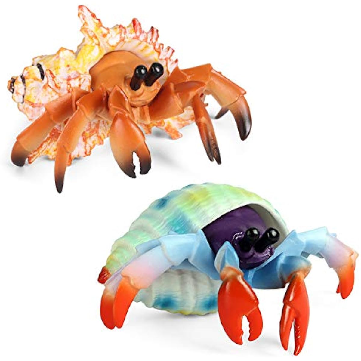 Hiawbon Simulated Sea Life Animals Hermit Crab Figures Realistic Sea Creature Models Plastic Marine Animal Action Figures Set of 2