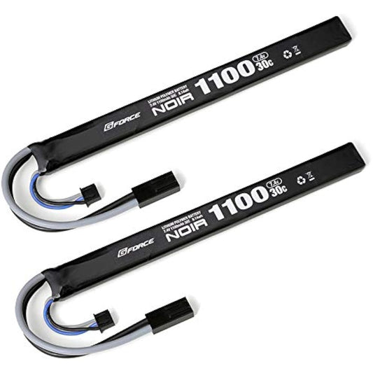 G FORCE G-Force Noir LiPo 7.4V 1100mAh Electric Gun AK Long Type LiPo Battery 2-piece Set