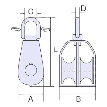 Himejiya Stainless Steel Bean Block Pulley 2 Wheels #50 MB-50-2
