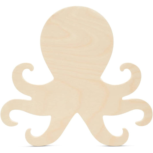 Woodpeckers Wooden Octopus Cutout - 11 x 12 Inch Unfinished Wood Door Hanger Cutout - Wooden Animals for Crafts & Summer