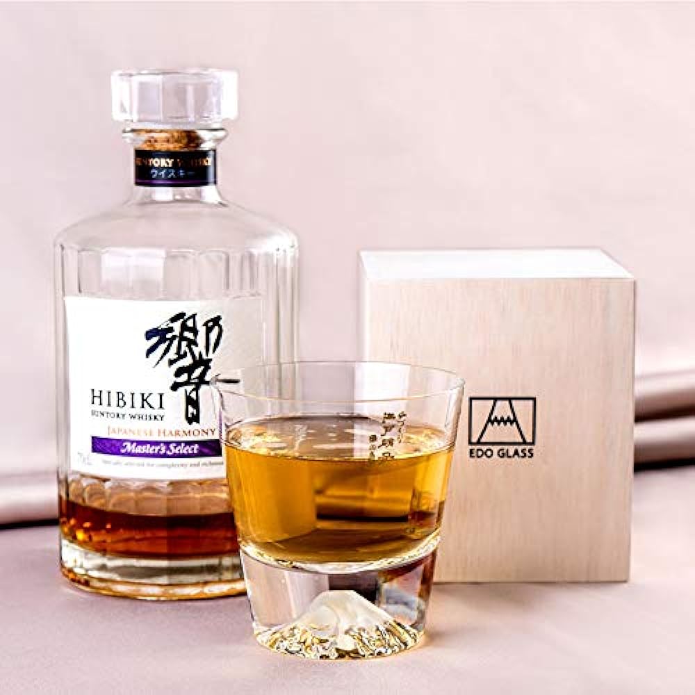 Mt. Fuji Glass Tajima Glass Rocks Glass Plain Edo Glass Kiriko Fuji Whiskey Beer Sake Mother's Day 60th Birthday Foreign Souvenir Celebration Gift Present Popular MADE IN JAPAN Souvenir Grand Prix Paulownia Box Thirty-Six Views of Mt. Fuji Postcard Inclu