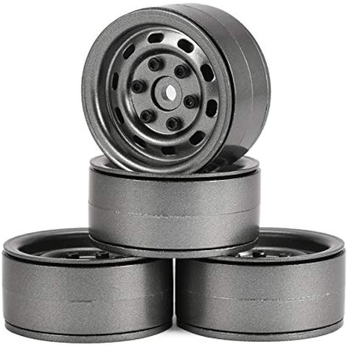 LAFEINA 4pcs 1.9inch RC Metal Wheel Rims for 1/10 RC Rock Crawler Car Axial SCX10 RC4WD D90 CC01, Grey