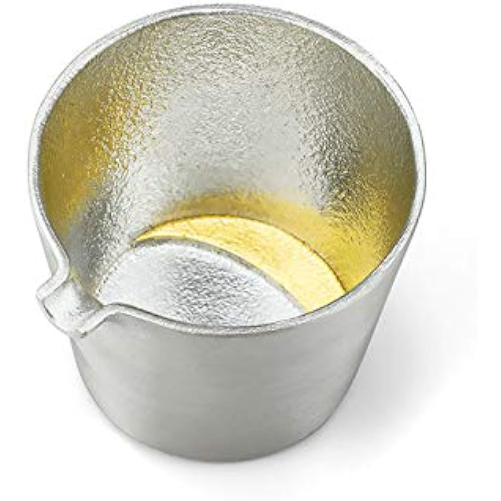 [Wrapping with Nousaku Japanese paper] Moon sake cup gold leaf set 100% genuine tin NOUSAKU