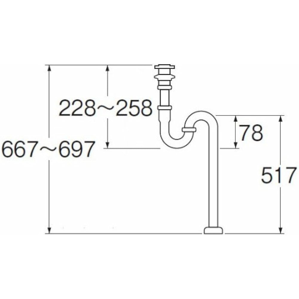 SANEI Drainage Parts S Trap with Affle Pipe Diameter 25mm H70-25