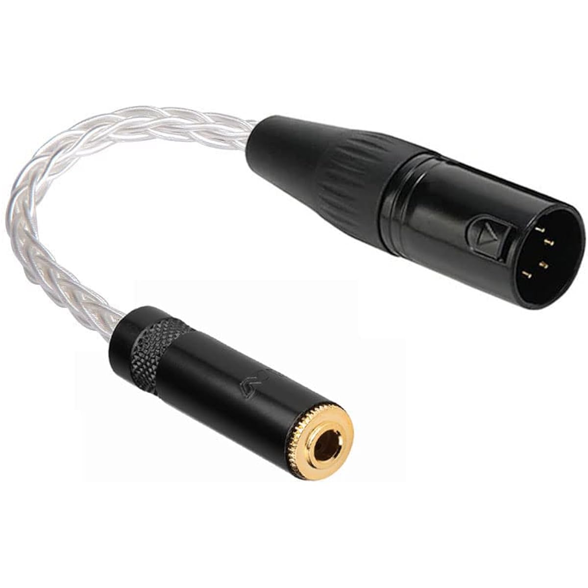 artcavs 4 Pin XLR to 3.5mm Balanced Female Adapter 4 Pin XLR Balanced Male to 3.5mm 7N Single Crystal Copper All Copper Silver Plated - 10cm