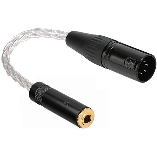 artcavs 4 Pin XLR to 3.5mm Balanced Female Adapter 4 Pin XLR Balanced Male to 3.5mm 7N Single Crystal Copper All Copper Silver Plated - 10cm