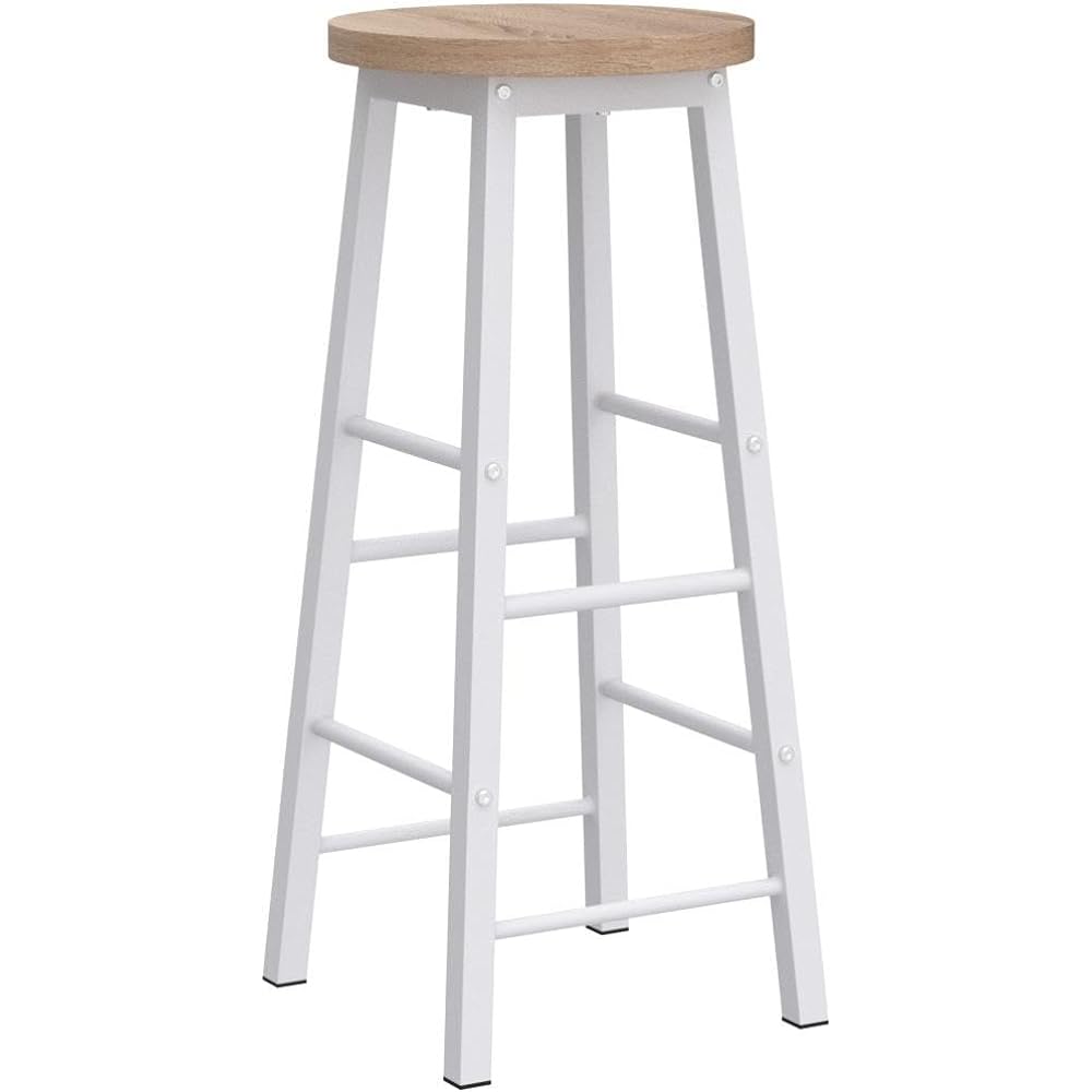 WOLTU BH130hei-2 2x Bar Stool Bistro Stool Counter Stool Bar stool, solid steel frame, MDF seat, black (Light Oak)