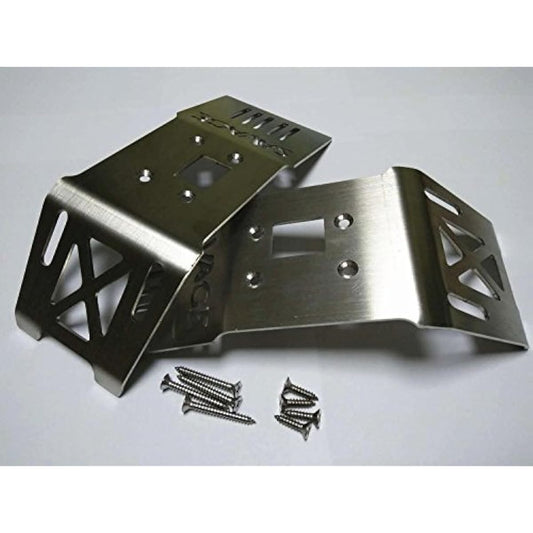 Stainless Steel Front + Rear Skid Plate Chassis Protective Armor Guard for HPI 1/8 Savage Flux HP XL 4.6 5.9