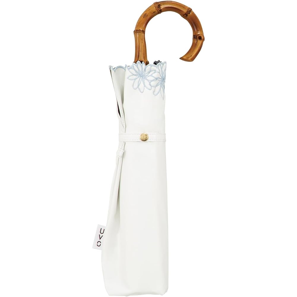 [2024] Wpc. Strongest Parasol UVO Folding Umbrella/3 Tier Embroidered Flower Off [Blackout UV Protection 100% UPF50+ Heat Shielding For Both Sunny and Rainy Days] Main Rib 55cm Large Ladies Bamboo Handle Stylish Cute Simple Elegant Adult Commuting to Wor