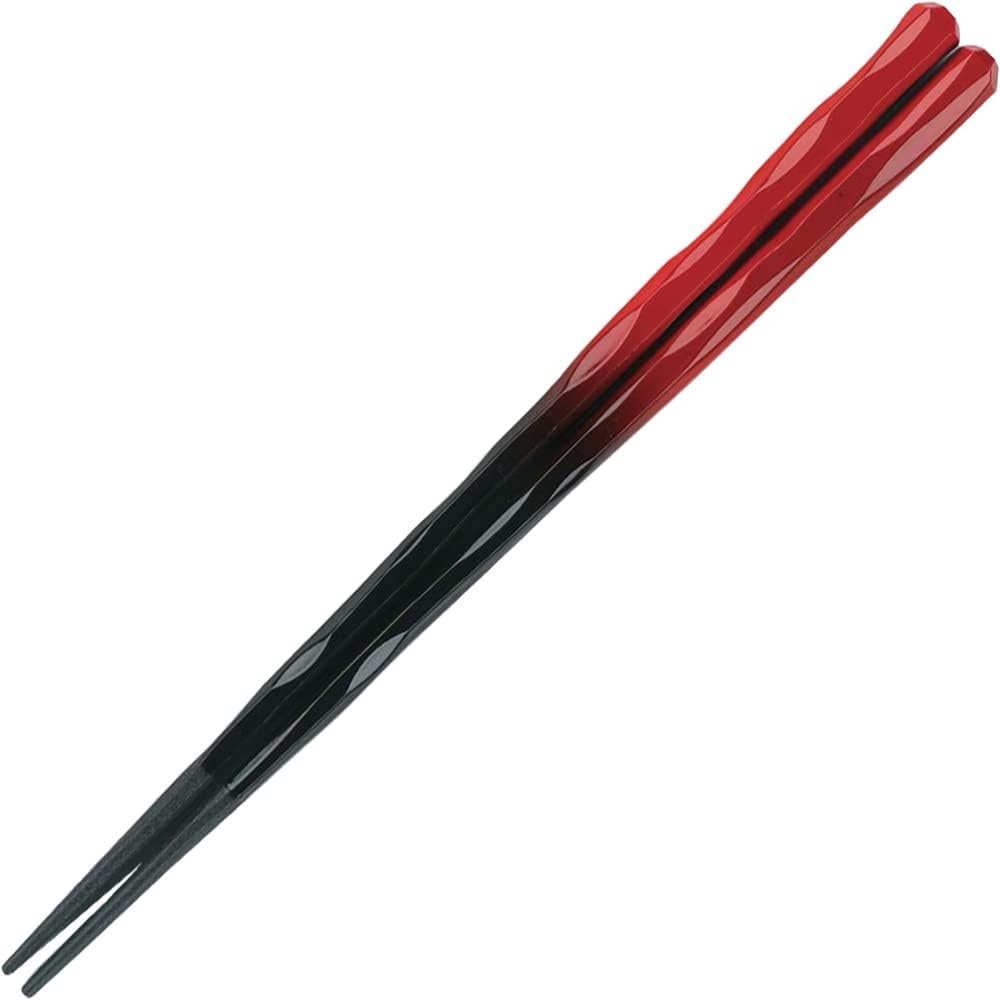 [Commercial Use Set] Fukui Craft Chopsticks PBT Resin Coated Chopsticks Made in Japan Dishwasher Safe Hexagonal Itto Carved Chopsticks Red Black Blurred Coating 22.5cm Made in Japan (10 servings)