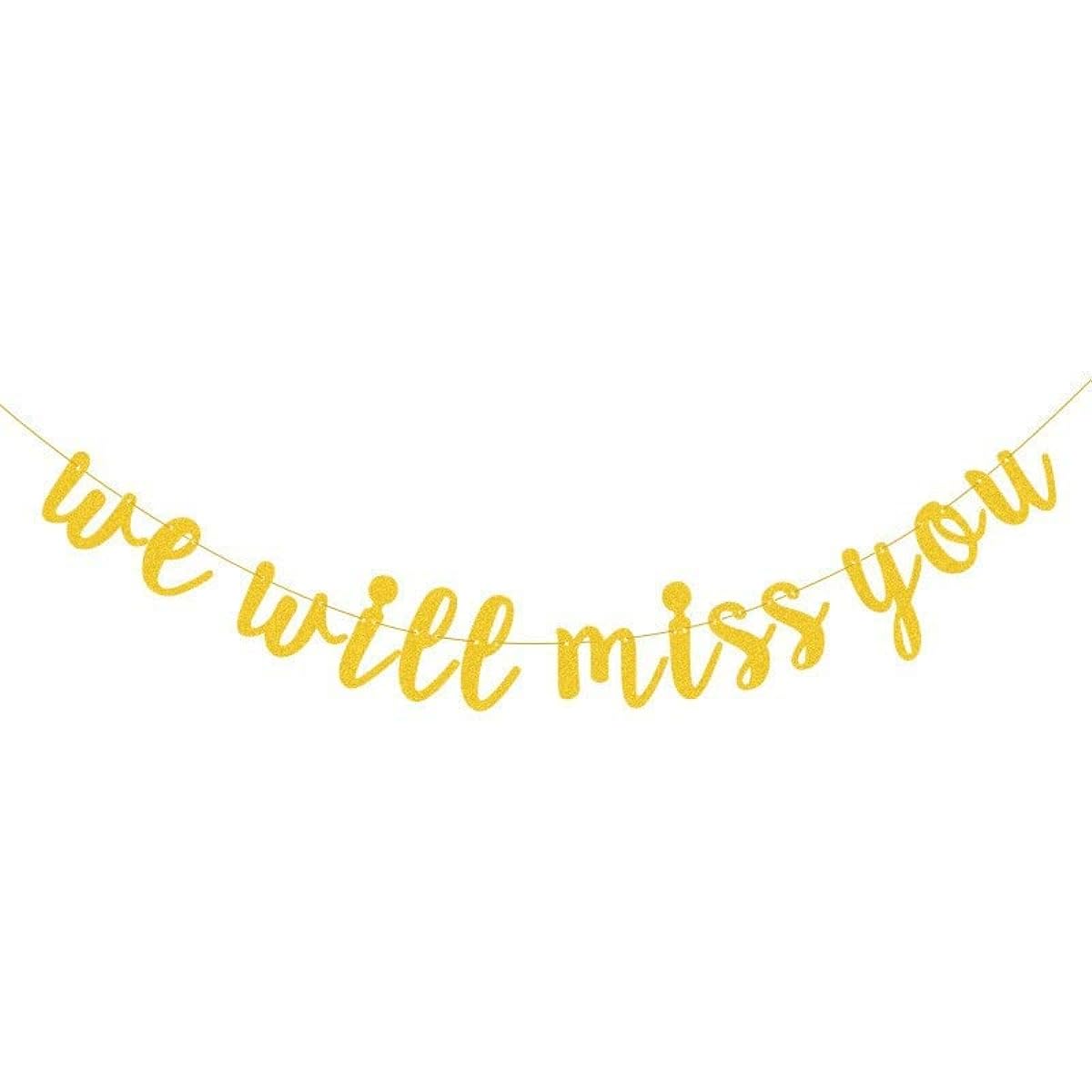 Morndew Gold Glitter "We Will Miss You" Banner Office Work Party Sign-Going Out Party, Farewell Party, Retirement Party, Anniversary, Celebration Party Decorations
