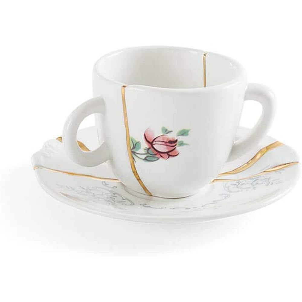 SELETTI Design Accessory Multicolor W6.5 x D6.5 x H11.5cm kintsugi Cup & Saucer n'1 124145