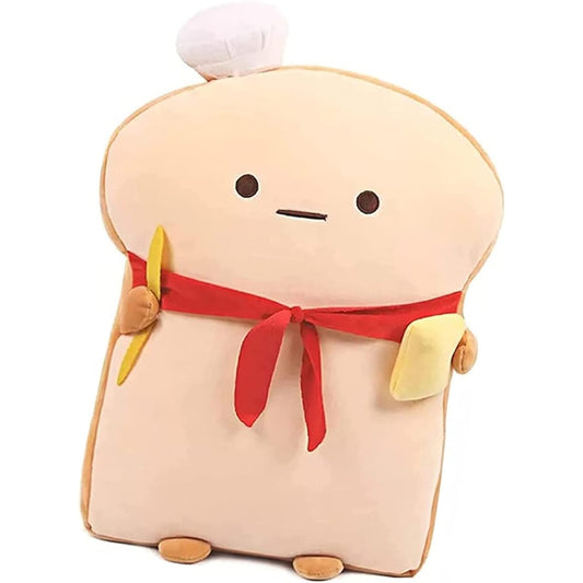 18.9 Inch Toast Baguette Plush Pillow Bread Shape Stuffed Hugging Pillow with Red Scarf Soft Toast Food Sofa Cushion for Home Decoration Funny Gift Stuffed Animal for Kids