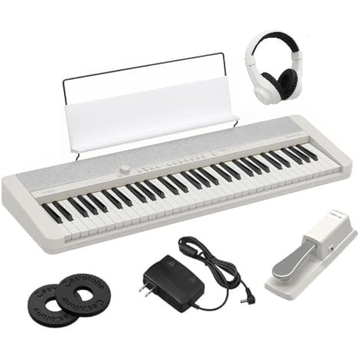 [Ready-to-use pedal and headphone set] CASIO Casiotone keyboard electronic piano 61 keys CT-S1 music stand included CTS1 (WE (white) pedal and headphone set)