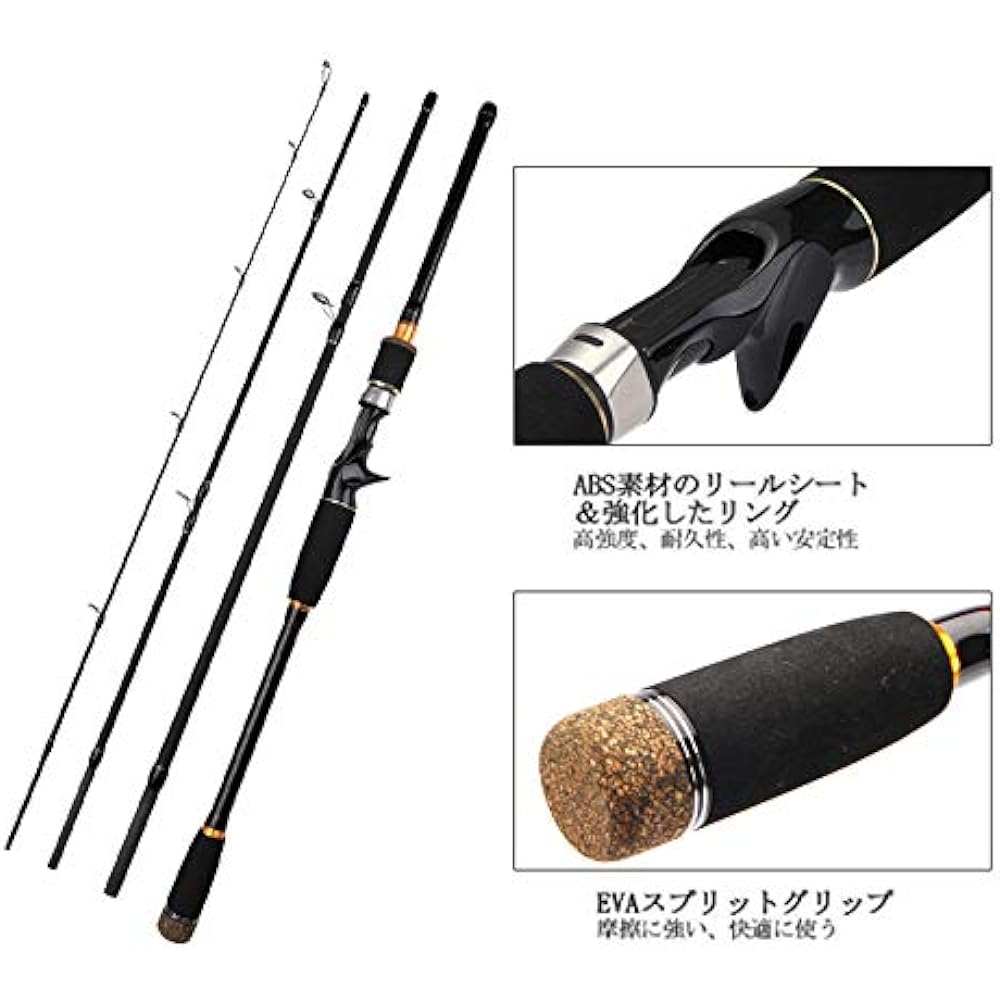 TAIGEK 2.1m/2.4m/2.7m/3.0m Fishing Rod Compact Egging Rod Spinning Rod/Casting Rod 4-Segment Long Throw Rod Sea Fishing Casting Rod (2.4M-Casting Rod)