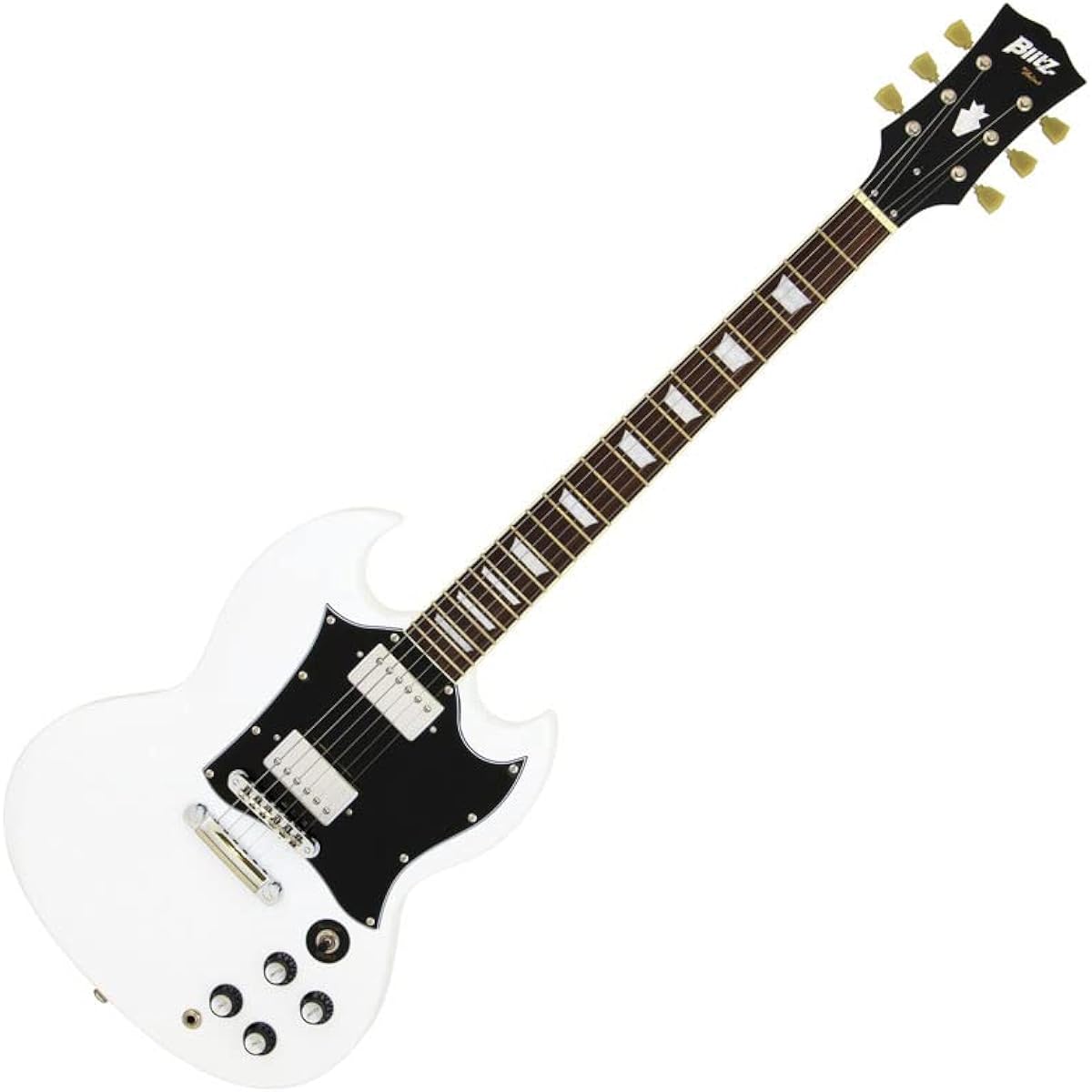 Blitz by AriaProII BSG-STD WH Electric Guitar Beginner 14-piece Set [With Mini Amplifier] SG Type White Blitz