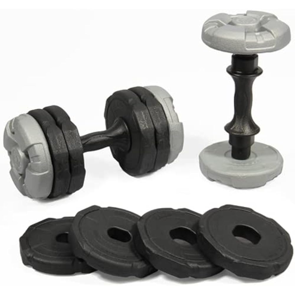 Leading Edge Adjustable Dumbbell Army Dumbbell 10kg x 2 Piece Set Adjustable Odorless Rust Free Muscle Training Gray x Black