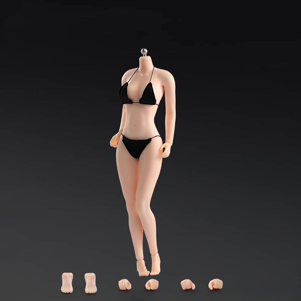RoofWorld 1/6 Scale Female Body Miniature Figure Model 12'' Pale Skin Super Flexible Body 28 Joints Silicone Large Bust Action Figure Body Doll Collection 1:6 Head Sculpt