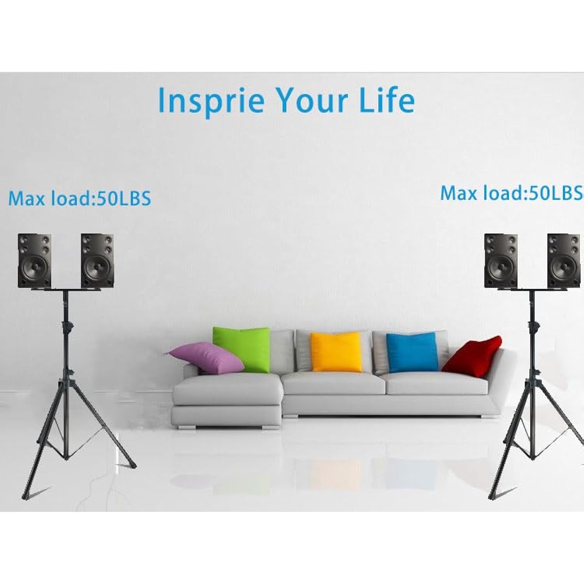 Speaker Stand Mount Dual Speaker Pole Mount Bracket for Pa Speaker DJ Speaker On Stage Speaker Width Adjustable (15.7"~22.8")