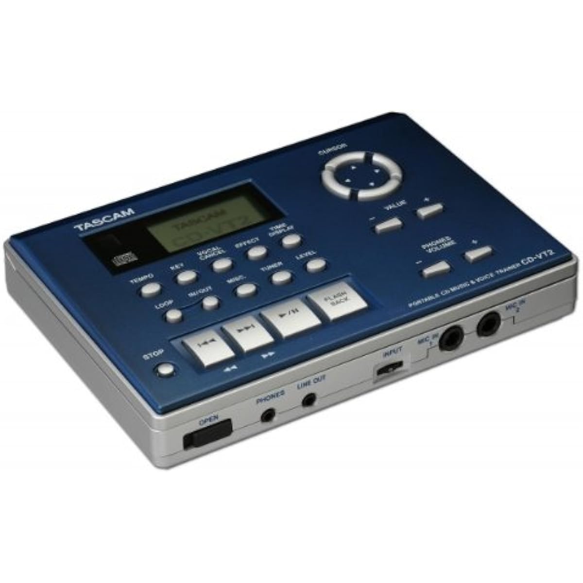 TASCAM CD-VT2 Vocal Practice CD Player Small Compact Portable Key Change Speed/Tempo Change Vocal Cancel Minus One Karaoke Practice