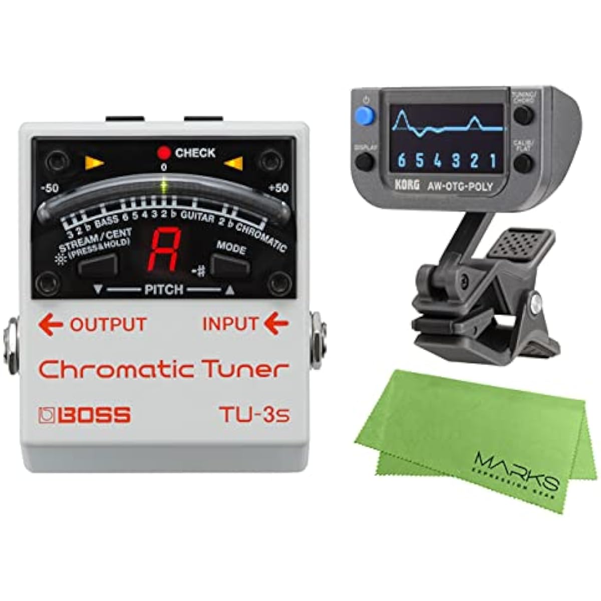 BOSS - Chromatic Tuner TU-3s + KORG AW-OTG-POLY + Mark's Original Cloth Set