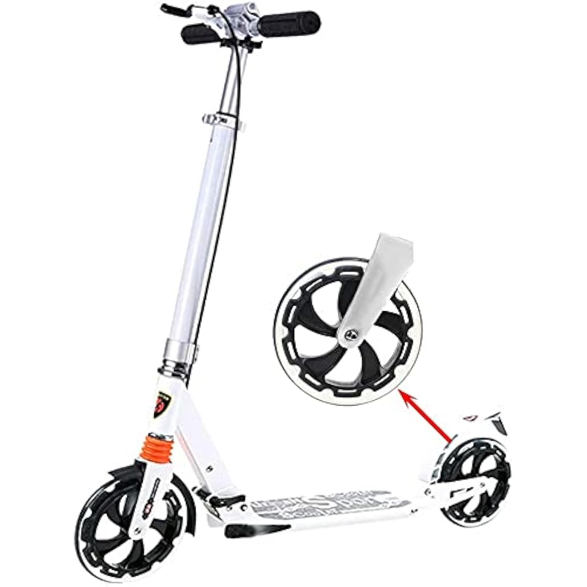 seiyishi Kickboard for Children and Adults, Kick Scooter, 8 Inch Wheels, 3 Level Height Adjustment, Foldable, with Stand, Two Wheeled Vehicle, Easy to Carry, Load Capacity 80kg, Suitable for ages 10 and up, SY-RLC-09