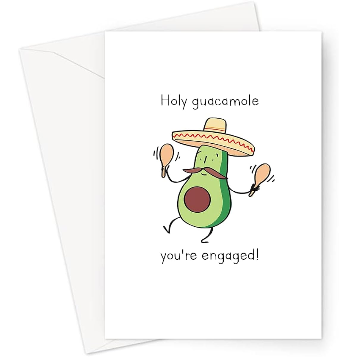 Holy Guacamole You're Engaged! Greeting Card | Funny Avocado Bread Congratulations Card Engagement Card Cute Card for Engaged Couples