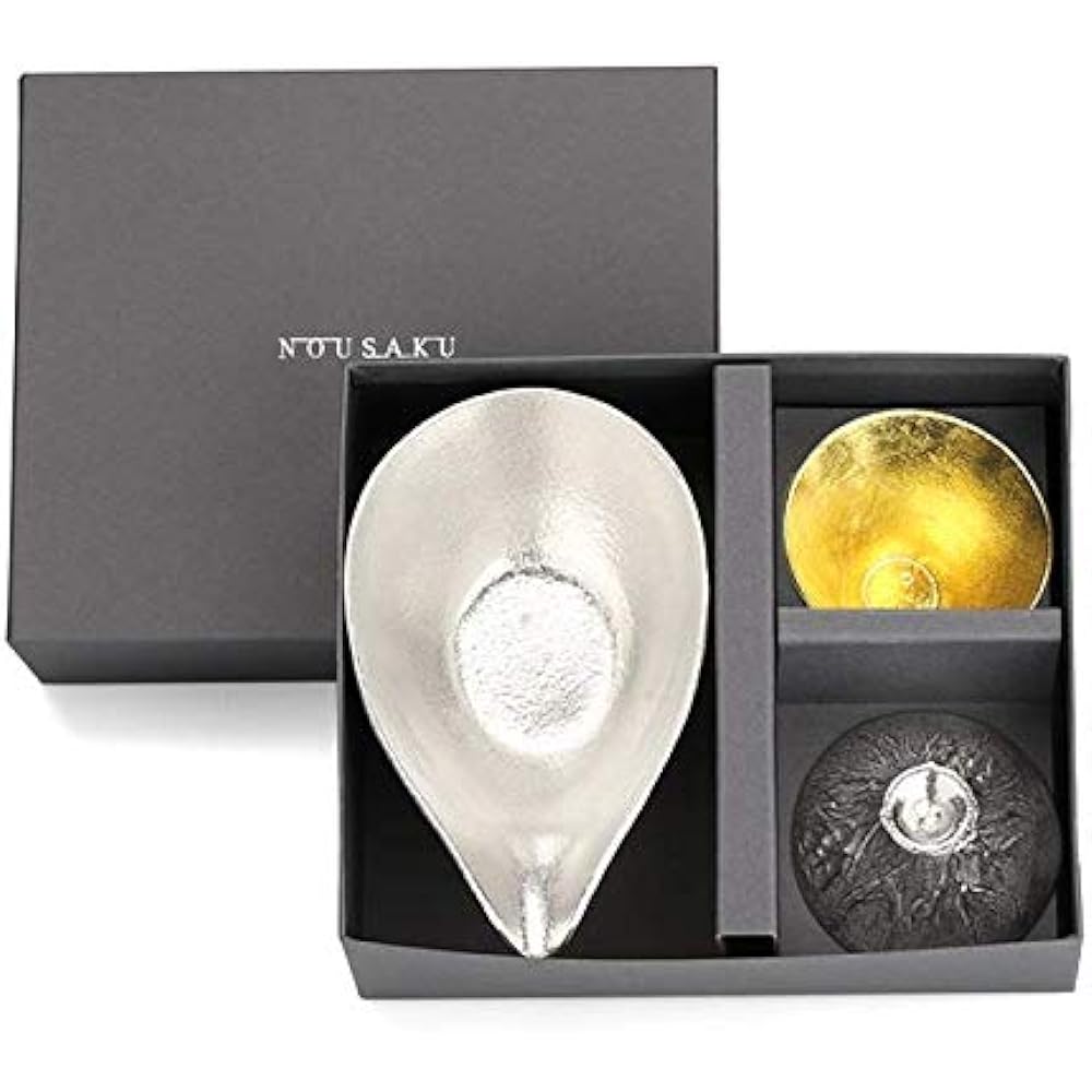 [Wrapping with Nousaku Japanese paper] Katakuchi large + Mt. Fuji FUJIYAMA − Tin/Gold KD1=FUJI Gold/Silver