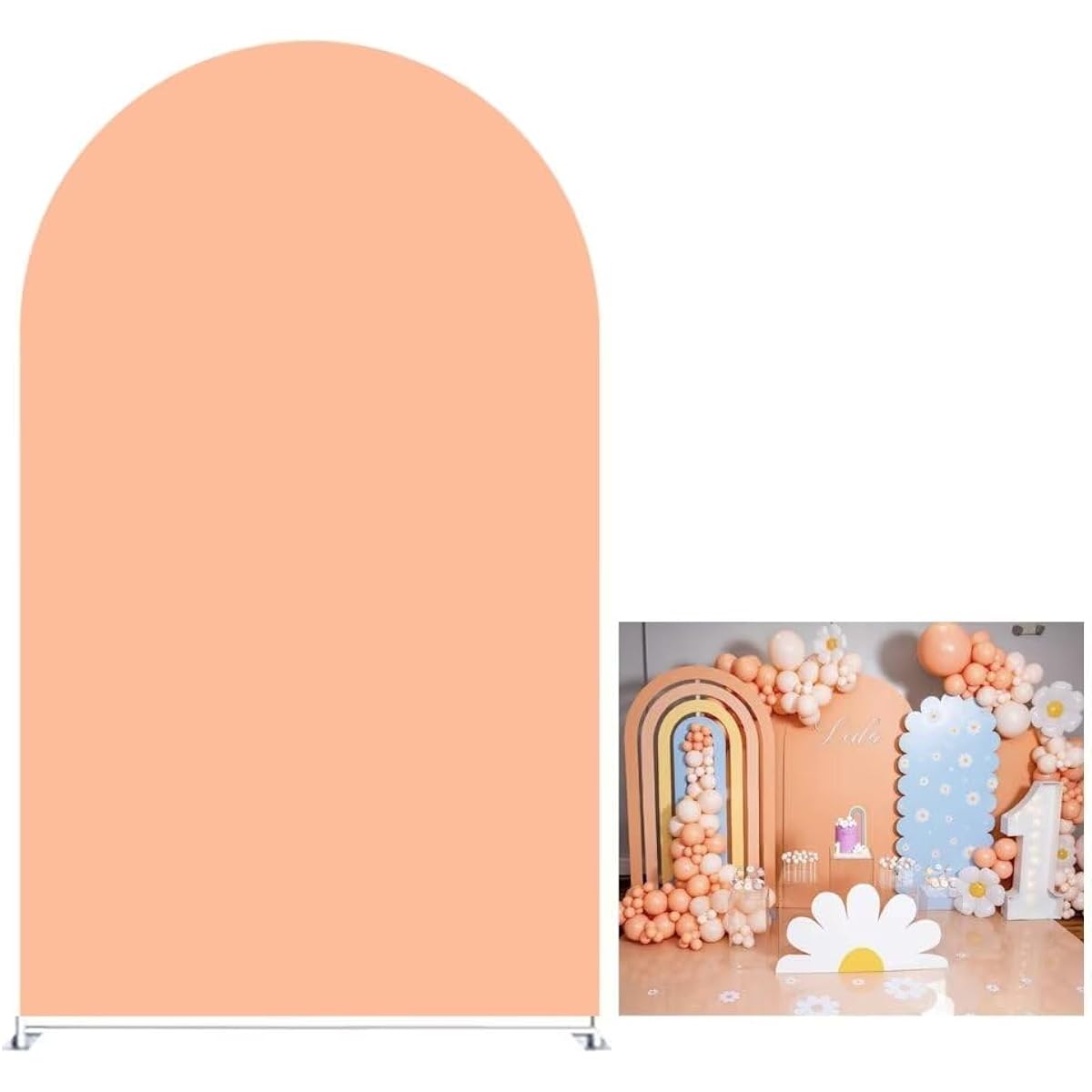 KONPON Orange Solid Arch Backdrop Cover Groovy Birthday Party Wedding Baby Shower Decorations Chiara Backdrop Arched Wall Stand Cover Props