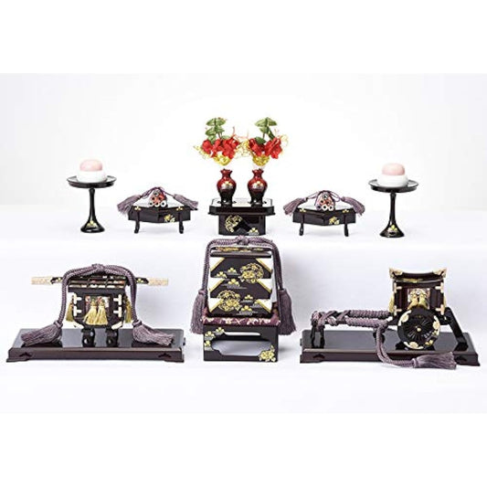 Parts sold Hina doll No. 25 6-piece set for 3 tiers Wooden six-piece set Hina doll set (Snow Peony Cherry Blossom)