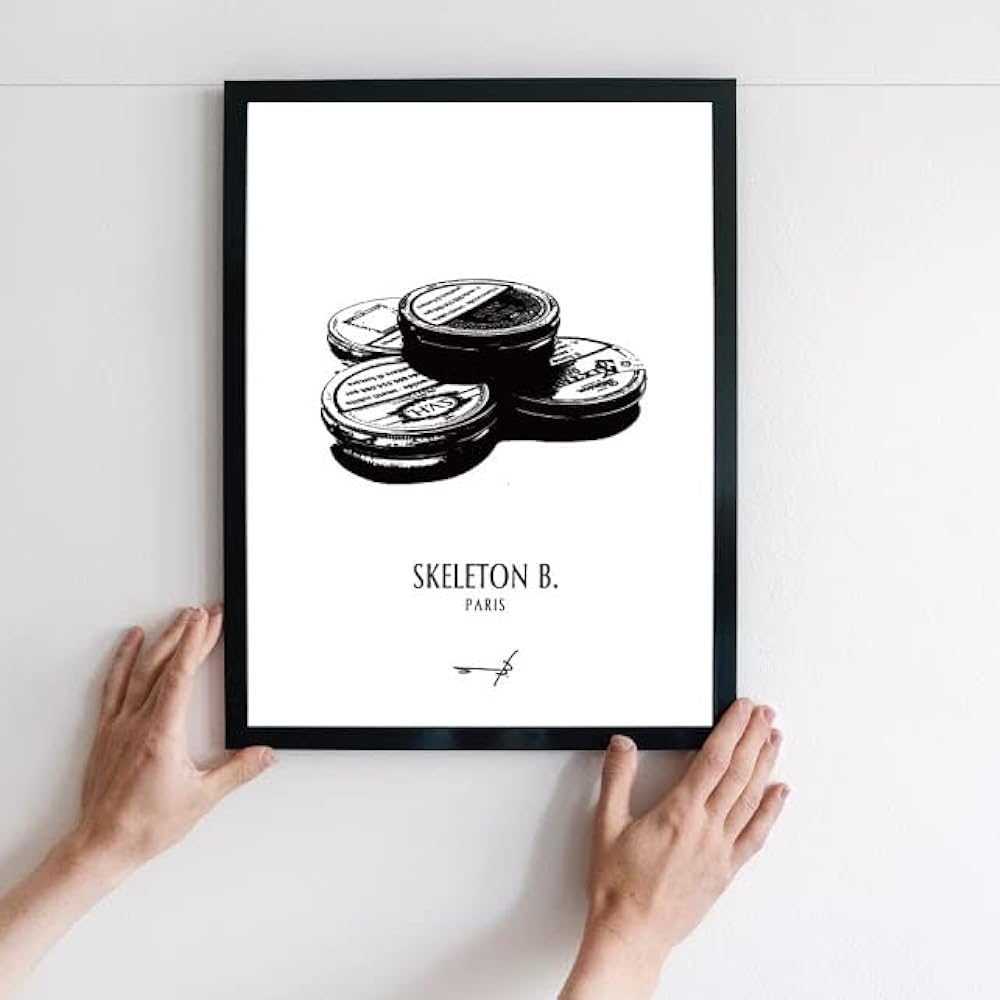 Poster A4 Framed Art Poster Pipe Tobacco Can Monochrome Monotone Stylish Interior Wall Pipe Tobacco Black and White A4 Poster (297 x 210mm) With Frame