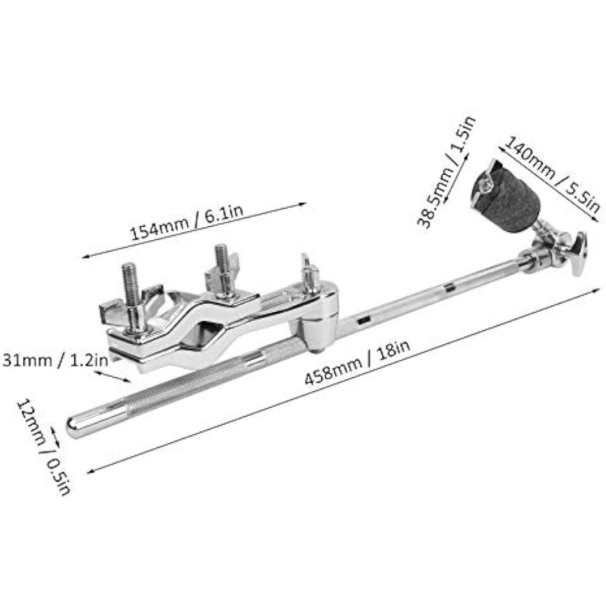 Drum Kit Extension Clamp Metal Felt Pad Heavy Duty Cymbal Holder Removable and Adjustable Drum Clamp for Percussion Instruments