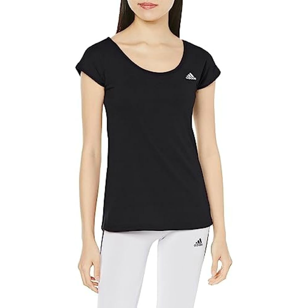 Adidas AP6652 Women's Short Sleeve Shirt, Cotton Blend, Sweat Absorbent, Quick Drying, French Sleeves