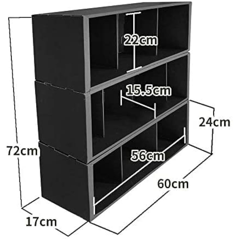 HOWAY Comic Rack (Black) | Cardboard Storage Furniture Storage Box Shelf Bookshelf Bookcase