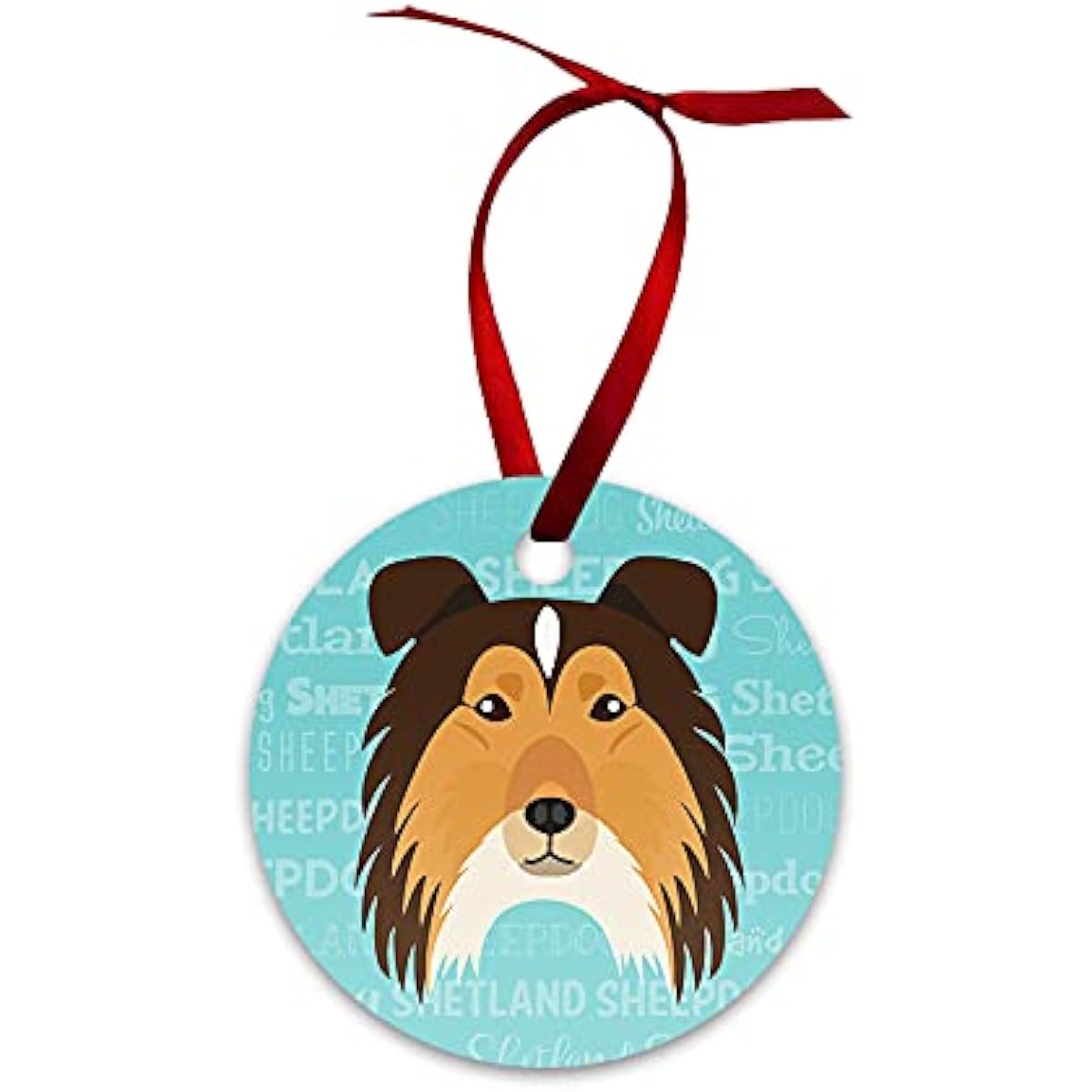 Mystic Sloth Adorable Dog Breed Design Double Sided Christmas Holiday Ornament (Shetland Sheepdog)