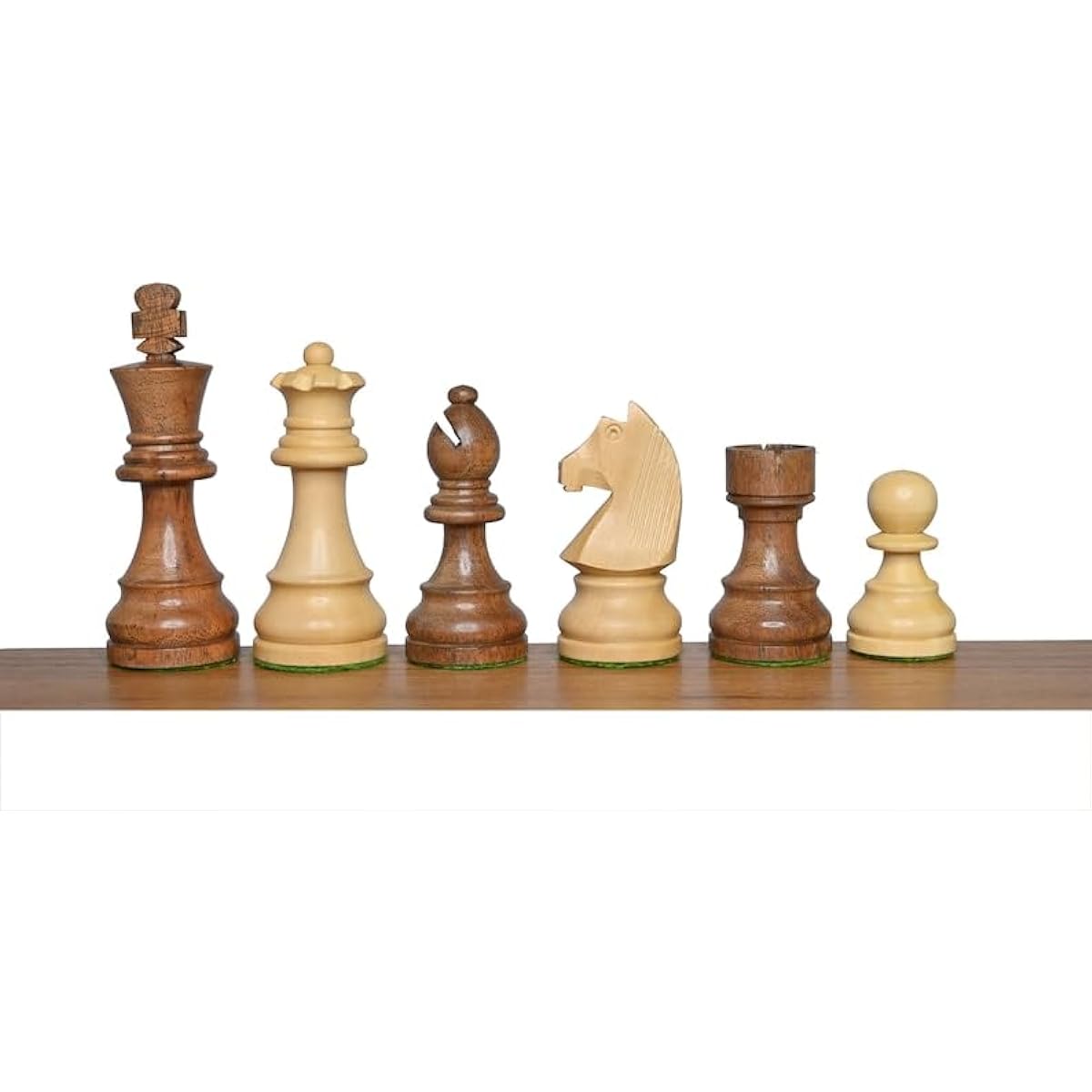 Teutonic Knight Wooden Chess Pieces - Acacia Wood Tournament Weighted Chessman - Standard Chess Pieces with 2 Extra Queens - TAJ CHESS STORE