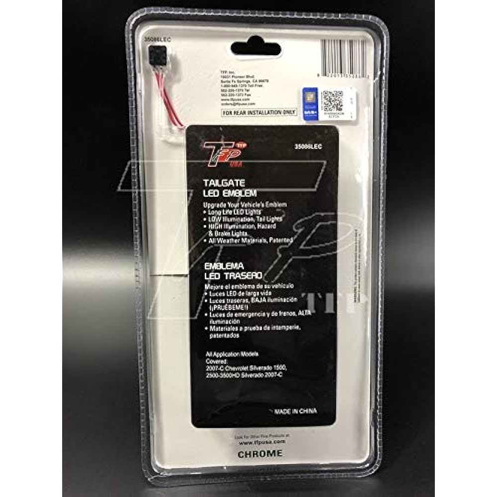 TFP 35086LEC LED Tailgate Emblem - Chevrolet Silverado 07-13/HD 14UP Lighted Tailgate Logo Emblem Chrome