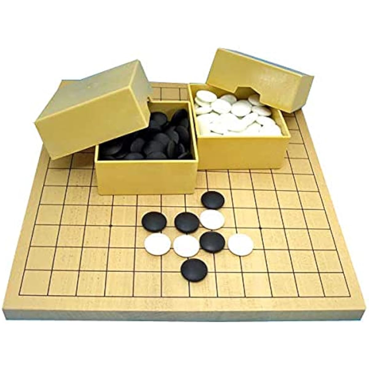 Go beginner's set Shinkei 9/13 line go board set (hard glass go stones Shinsei Ume (approx. 8mm thick) and P mini square case)