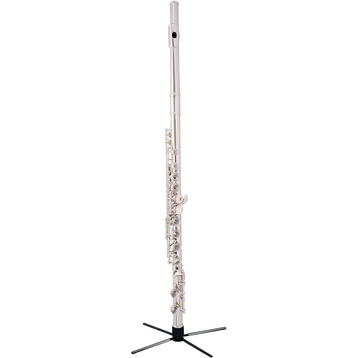 BQKOZFIN Flute 16 Hole Woodwind Instrument C Key Beginner Set with E Mechanism Made of Cupronickel Nickel Plated Brass Band Practice Suitable for Beginners/Advanced/Music Enthusiasts (Silver)