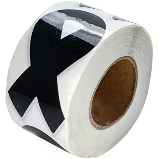 250 large black ribbon stickers (1 roll - 250 sheets).