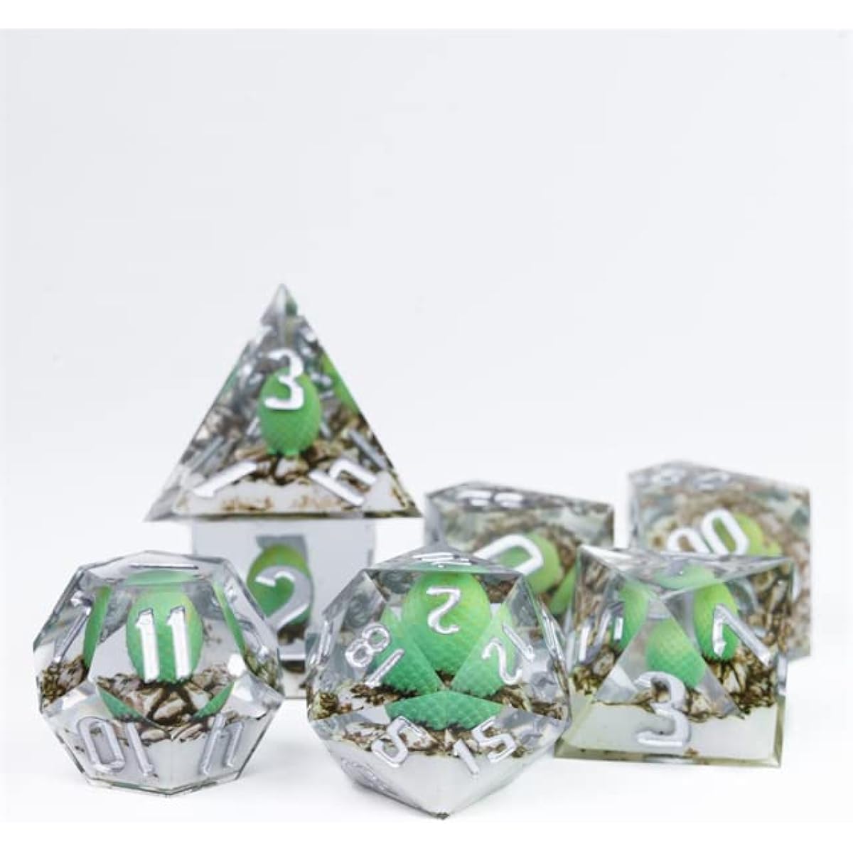 Dragon Egg Sharp DND Dice Set with Leather Dice Box Dungeons & Dragons D&D Sharp Edge D20 Polyhedral Resin Dice Dungeons & Dragons Gift Accessories