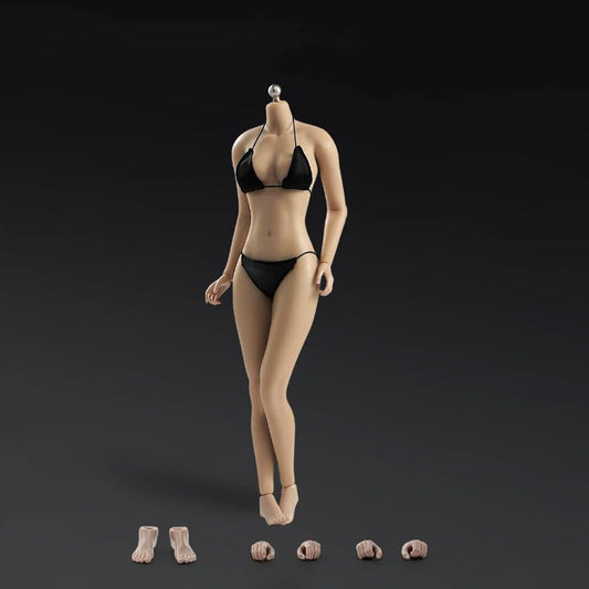 RoofWorld 1/6 Scale Female Body Tanned Skin Super Flexible Body 28 Joints Silicone Big Bust Action Figure Body Miniature Figure Model Doll Collection for 12'' TBL PH Doll