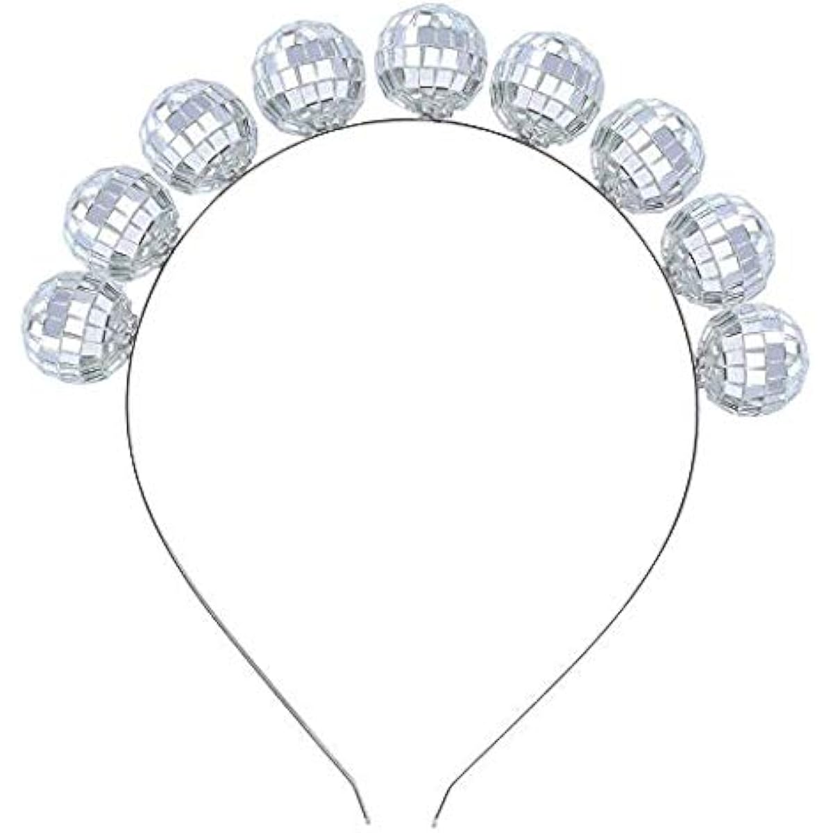 Coucoland Vintage Disco Ball Headband 1970s Disco Costume Headpiece for Disco Parties (Silver)