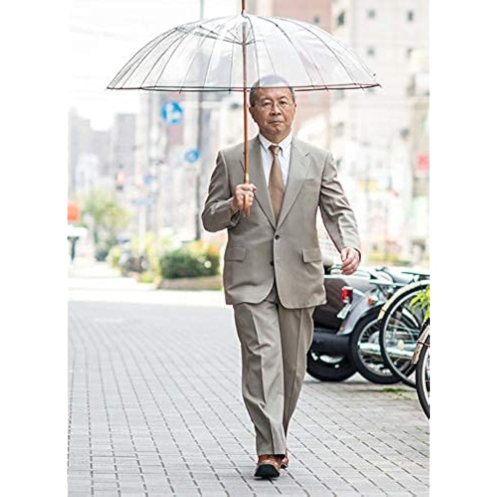 White Rose Kateru 16 Cherry Blossom Vinyl Umbrella with Storage Bag Made in Japan Transparent Vinyl Umbrella Kateru 16 Cherry Blossom (Olive)